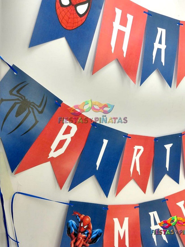 FESTÓN PERSONALIZADO SPIDERMAN - HOMBRE ARAÑA FELIZ CUMPLEAÑOS CON NOMBRE  PARA NIÑOS - Fiestas y Piñatas Bogotá ✓ - Piñatería Online